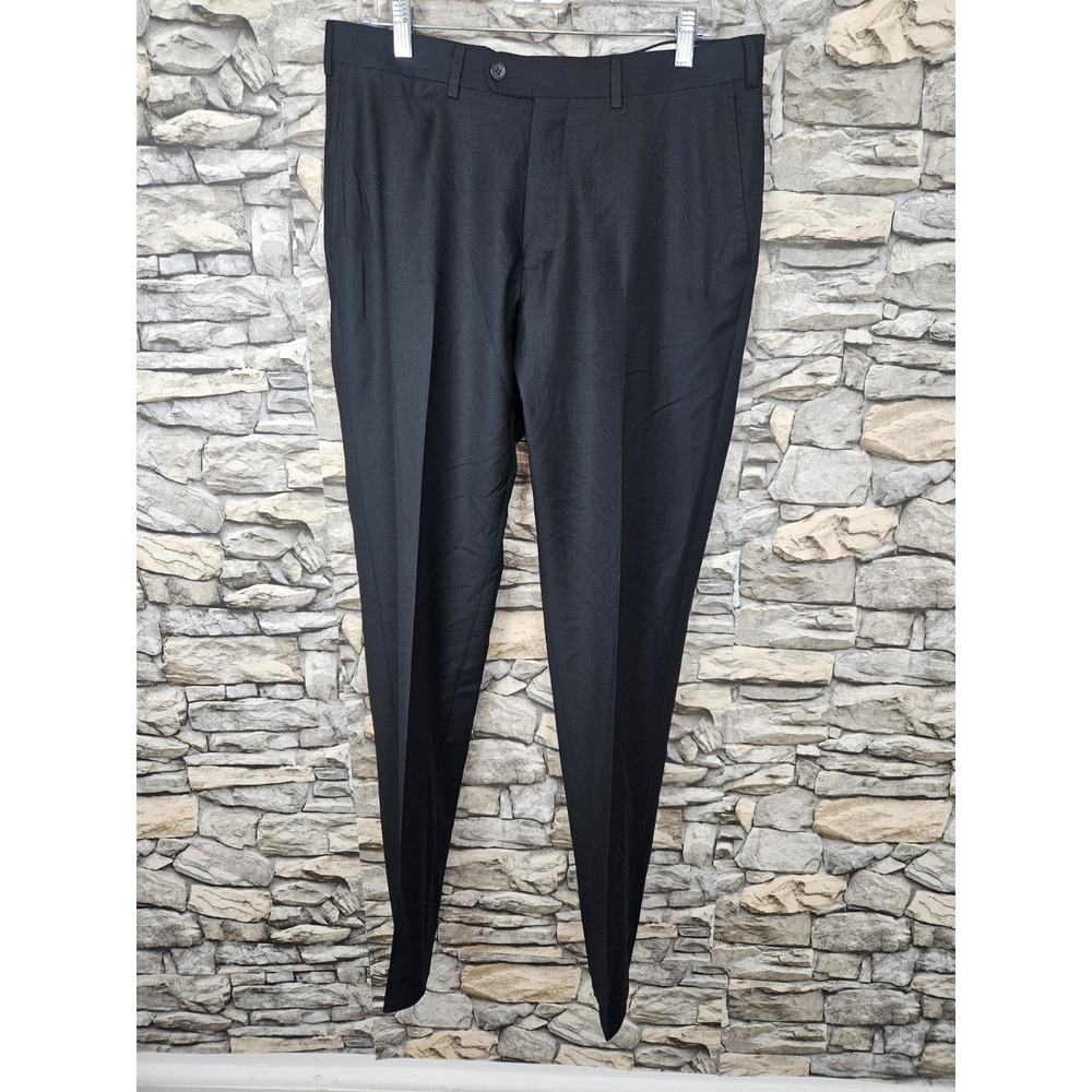Suitsupply Men's Vitale Barberis Canonico Straight Leg Wool Trousers Black 34x32 - Picture 2 of 11